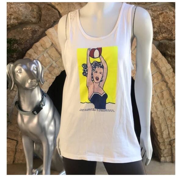 Fruit of The Loom Girl with Ball 1961 Painting Recreation  '91 Tank Top Size L - Picture 1 of 9